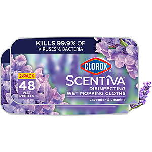 48-Ct Clorox Scentiva Disinfecting Wet Mopping Pad Refills (Lavender & Jasmine) $7.80 w/ Subscribe & Save
