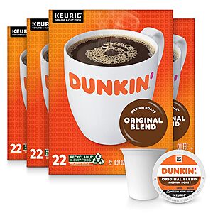 88-Count Dunkin' Original Blend Coffee K-Cup Pods (Medium Roast) $  24.50 w/ S&S + Free Shipping w/ Prime or $  35+