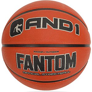 29.5" AND1 Fantom Full Size Rubber Basketball (Size 7, Orange) $5 