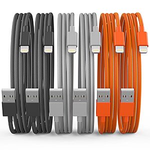6-Pack YEFOOT iPhone Lightning Charging Cables $2.99 + Free Shipping w/ Prime or on $35+