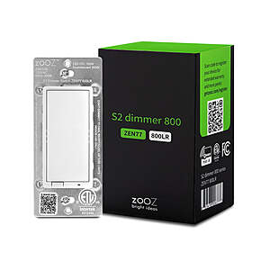 Smartest House Home Automation: Zooz 800 Z-Wave Long Range S2 Dimmer Switch .95 & More + Free Shipping +
