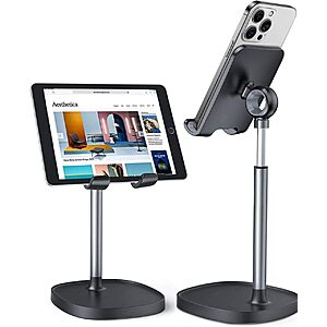 LISEN Adjustable Cell Phone Stand for Desks (for Phones & Tablets 4-10
