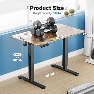 46.46" Inbox Zero Koree Standing & Height-Adjustable Desk (Rustic Brown/Black) $84.99 or Less + Free Shipping