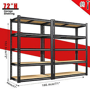 2-Pack HAGOO Adjustable Garage Storage Shelves (60" x 28" x 13") $40.50 & More + Free Shipping