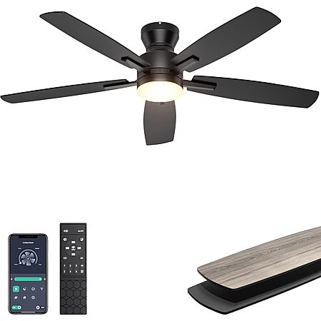 Ohniyou 52" Low Profile Ceiling Fan w/ LED Light & App/Remote Control (3 Colors) $54.59 + Free Shipping