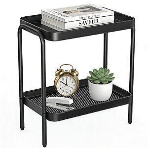 $11.99 NobleForm 2 in 1 Desktop & Floor End Table with Storage Shelves, Compact 2-Tier Side Table for Office Desk Organization, Bedside Nightstand