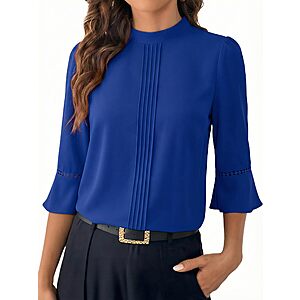 $7.9 Funlingo Women's 3/4 Sleeve Tops Dressy Casual Mock Neck Tunic Shirt