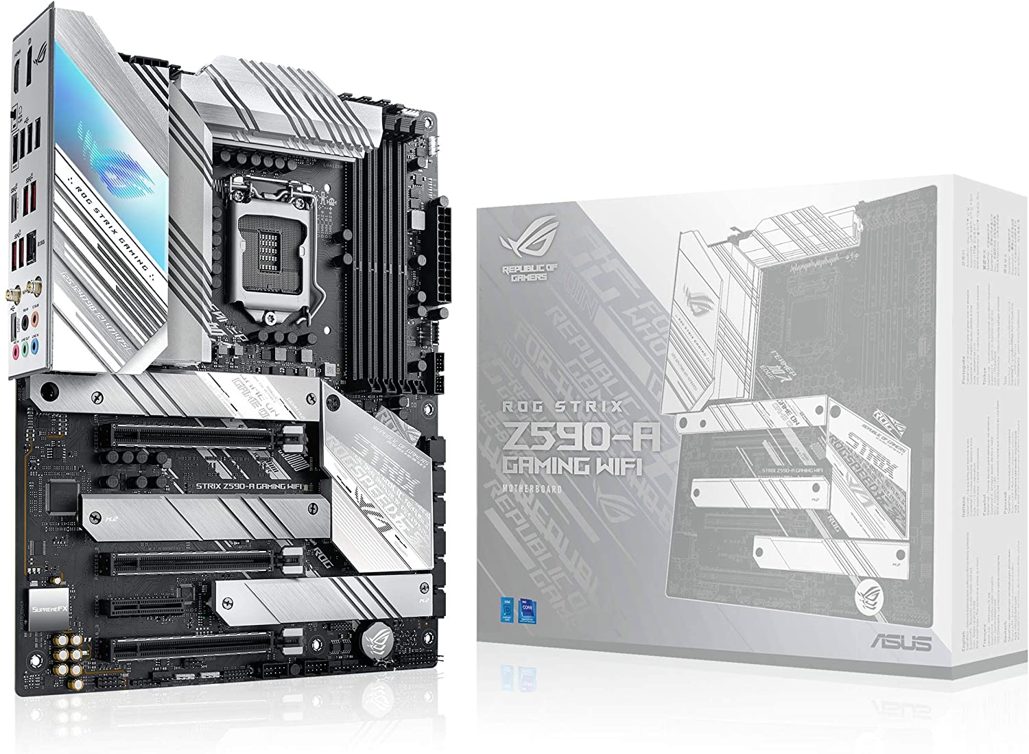 ROG Strix Z590-A Gaming WiFi 6 LGA 1200(Intel® 11th/10thGen) ATX White Scheme Gaming Motherboard (PCIe 4.0, 14+2 Power Stages, WiFi 6, Intel® 2.5 Gb LA - $199.99