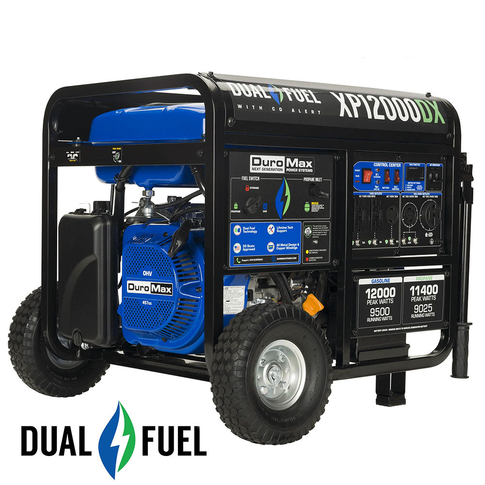 DuroMax XP12000DX 12,000 Watt Dual Fuel Gas Propane Portable Generator w/ CO Alert - $999