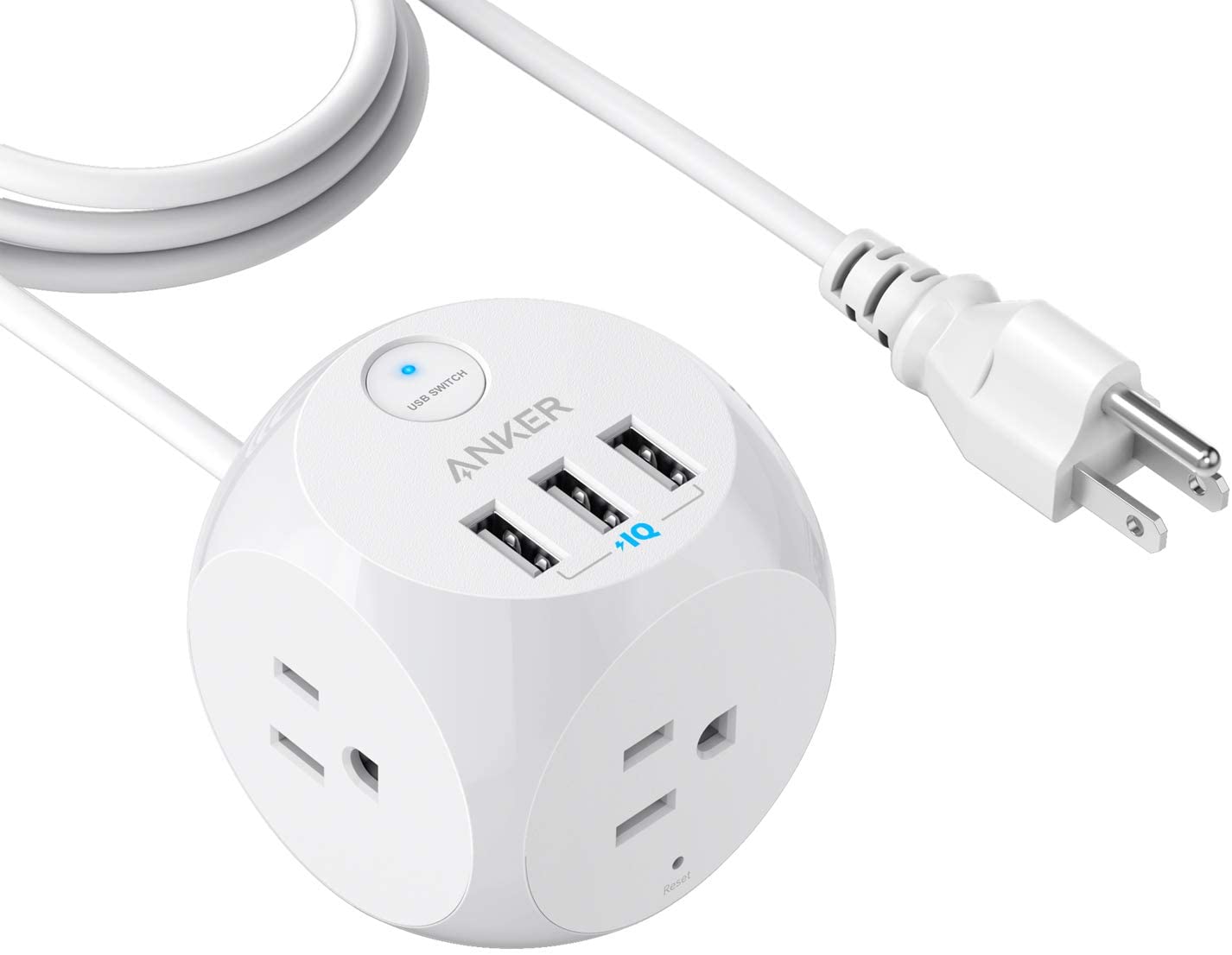 Anker Power Strip with USB, 5 ft Extension Cord, PowerPort Cube USB with 3 Outlets and 3 USB Ports $11.99 Live on 11/22 9:00 AM PST
