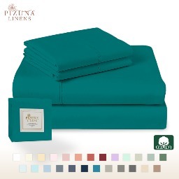 Pizuna 30% off on Coupon via Amazon 400 Thread Count Cotton Queen Sheet Sets Teal Green $38.49 + FS w/ Prime