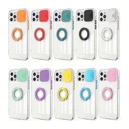 Soft Clear Protective Phone Case for iPhone Models with Colorful Ring Holder and Sliding Camera Cover $3.99 + Free Shipping