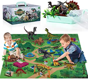 TEMI Dinosaur Toy Figures w/ Activity Play Mat & Trees $20.30