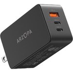 Amazon: 65W USB C Charger, ARZOPA GaN Fast Charger 3-Port Power Adapter Compact Foldable Plug $12