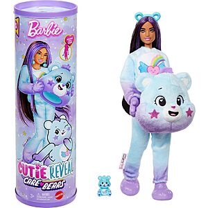 Barbie Cutie Reveal Care Bears Doll & Accessories, Series 2 Dream Bright Bear with 10 Surprises Including Color Change & Mini Bear $17.99