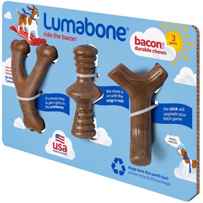 Lumabone Durable Chew Toys, Bacon Flavored (3 pk.) - $4.91 in club only.