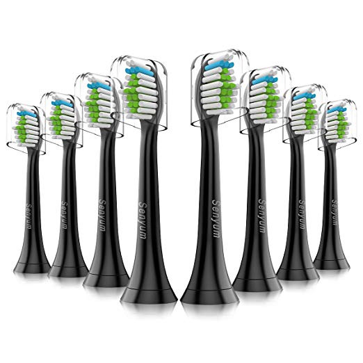 Diamond Clean Replacement Toothbrush Heads Black with Cap, Sonicare Brush Heads Fit Perfectly for Philips Sonicare Snap-On Interface Design, 8 Pack $4.82