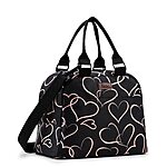 PBRO Insulated Lunch Bag for Women,Large Reusable Lunch Tote with Adjustable Shoulder Belt,Cute Love Heart Portable Lunch Box Cooler Bag $9.59