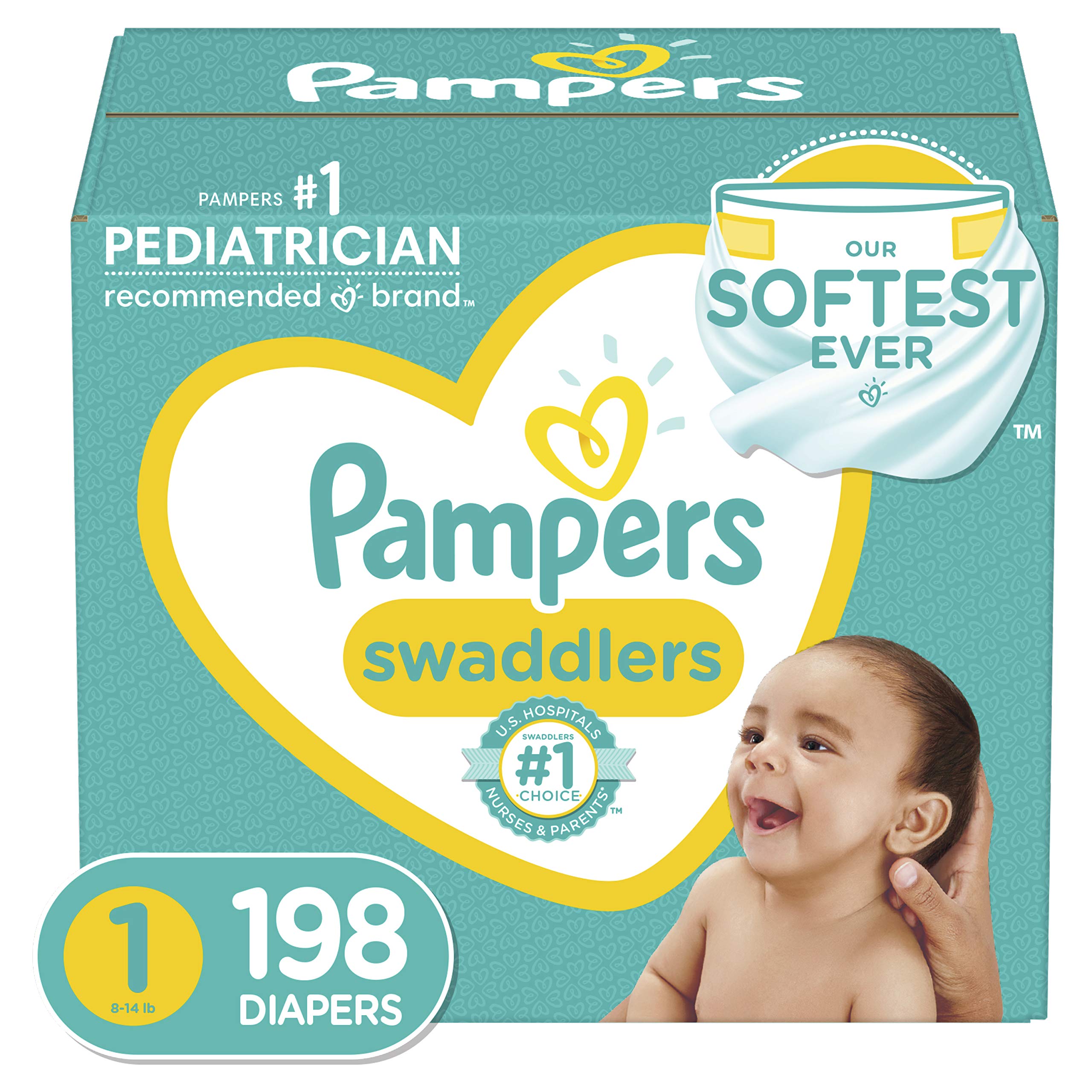 Pampers Diapers - 198 Diapers for new borns $44.29
