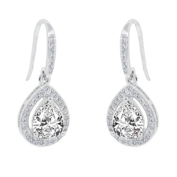 Cate & Chloe Isabel 18k White Gold Teardrop Adult Earrings with Crystals, Female - Walmart.com $17.99