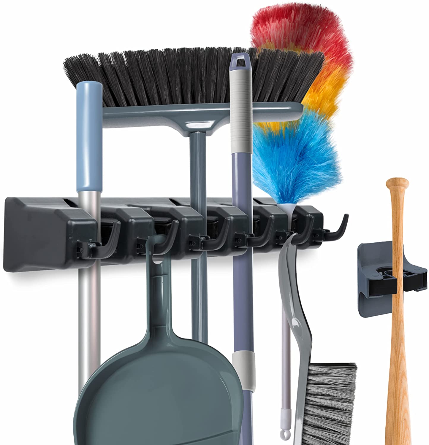 Combo 5 Slot Broom Holder w/ 1 Self Adhesive Mop Gripper $9.97 + FS with Prime