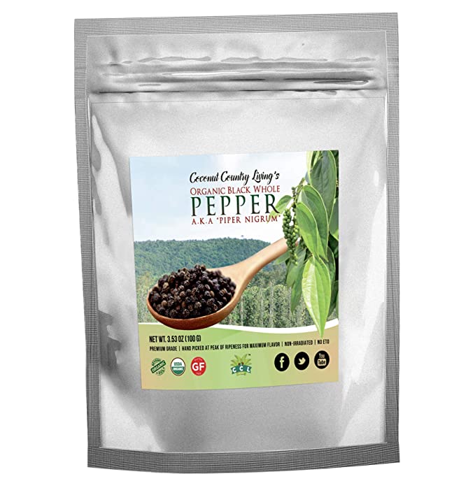 3.5 oz Organic Whole Black Peppercorns $5.23 + Free Shipping w/ Prime