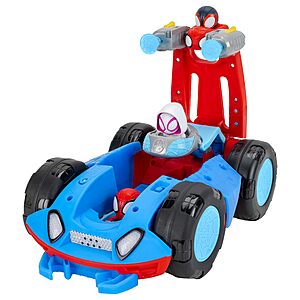Jazwares Marvel Spidey and His Amazing Friends Team Spidey Flip and Reveal Cruiser - 11-Inch Double-Sided Vehicle with Lights,Sounds,and Web Blast Launchers $16.3