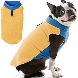 Gooby Half Stretch Fleece Vest Dog Sweater - Honey Mustard,Large - Warm Pullover Fleece Dog Jacket with D-Ring Leash for Small to Medium Dogs $11.39
