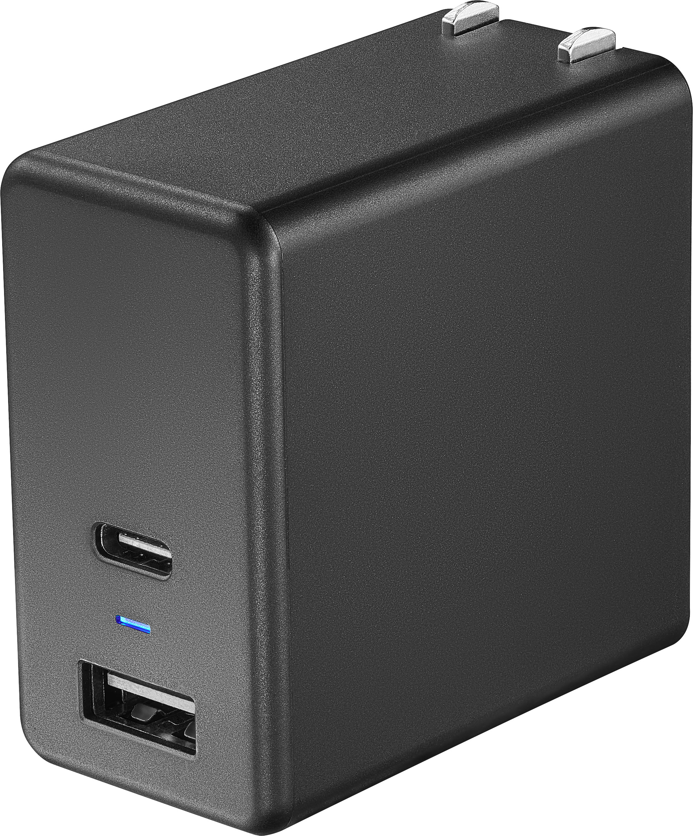 Insignia 67.5W GaN USB-C 2-Port Wall Charger w/ 6.6' Braided Cable (Black)