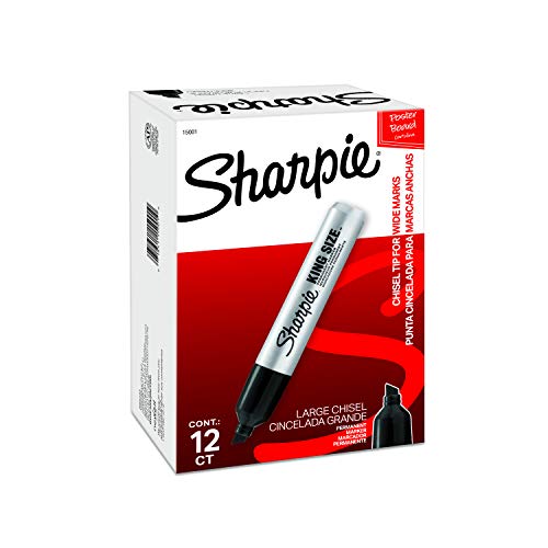 Sharpie King Size Permanent Chisel Tip Markers, 12 Count, Black - $11