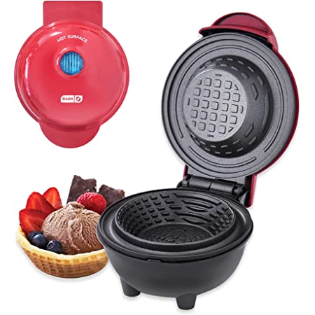 Dash Mini Waffle Bowl Maker for Breakfast, Burrito Bowls, Ice Cream and Other Sweet Deserts, Recipe Guide Included - Red Free Shipping w/ Prime or on orders $25+ | $14.99