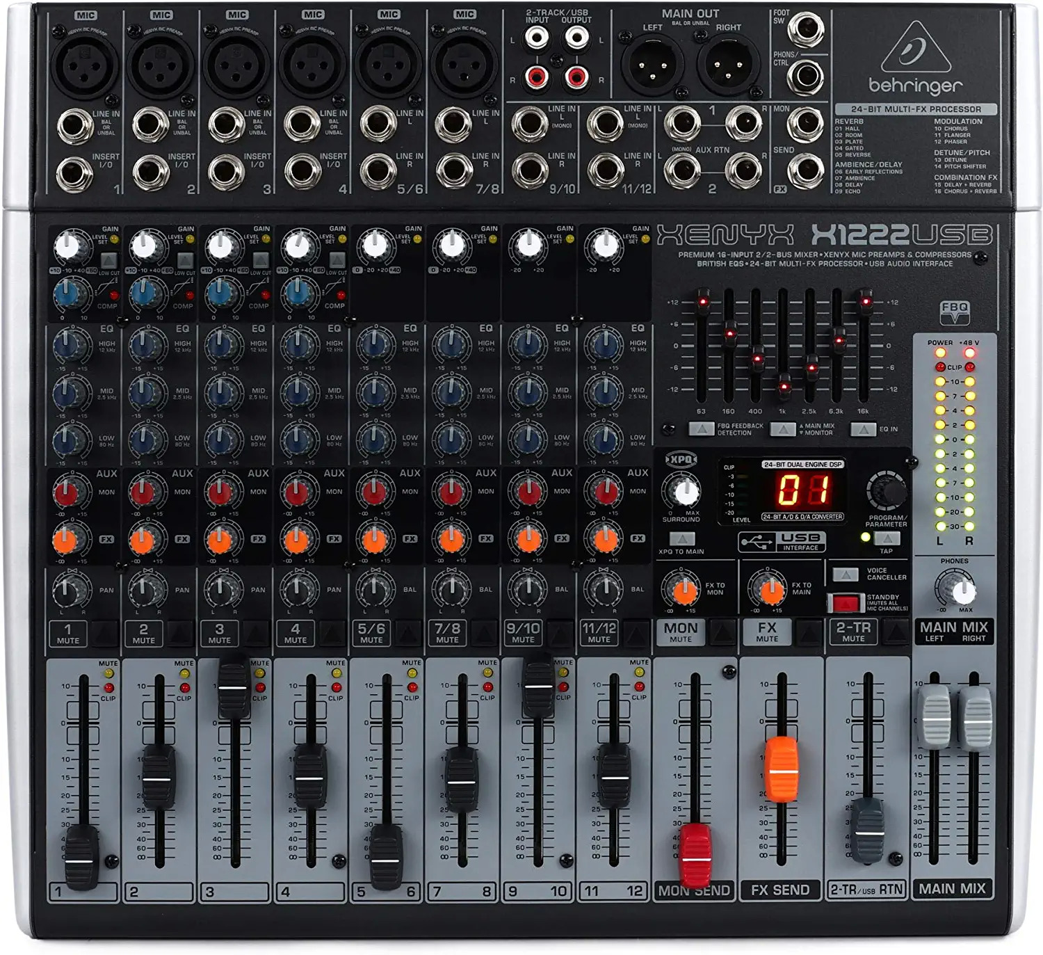 Behringer Xenyx X1222USB 12Channel Mixer with USB and Effects 149