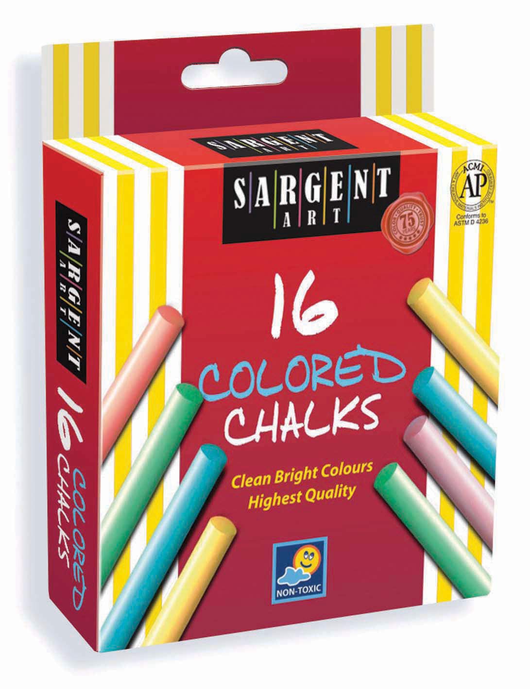 Sargent Art Colored Chalk, 16 count of Assorted Colors, Non-Toxic, Easy to Use Free Shipping w/ Prime $0.49