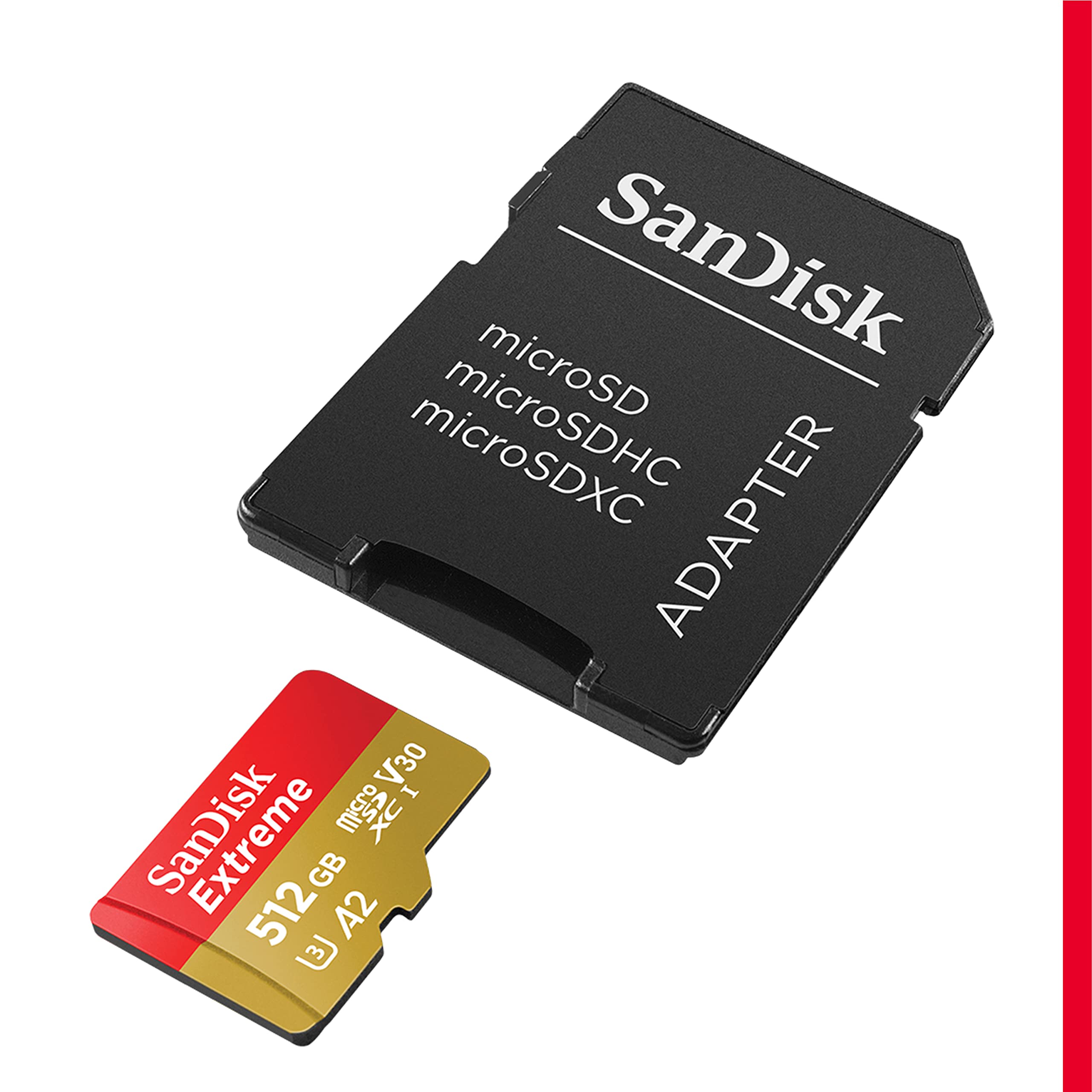 Prime Members: SanDisk 512GB Extreme microSDXC UHS-I Memory Card with Adapter - Up to 190MB/s, C10, U3, V30, 4K, 5K, A2, Micro SD Card - SDSQXAV-512G-GN6MA $31.99