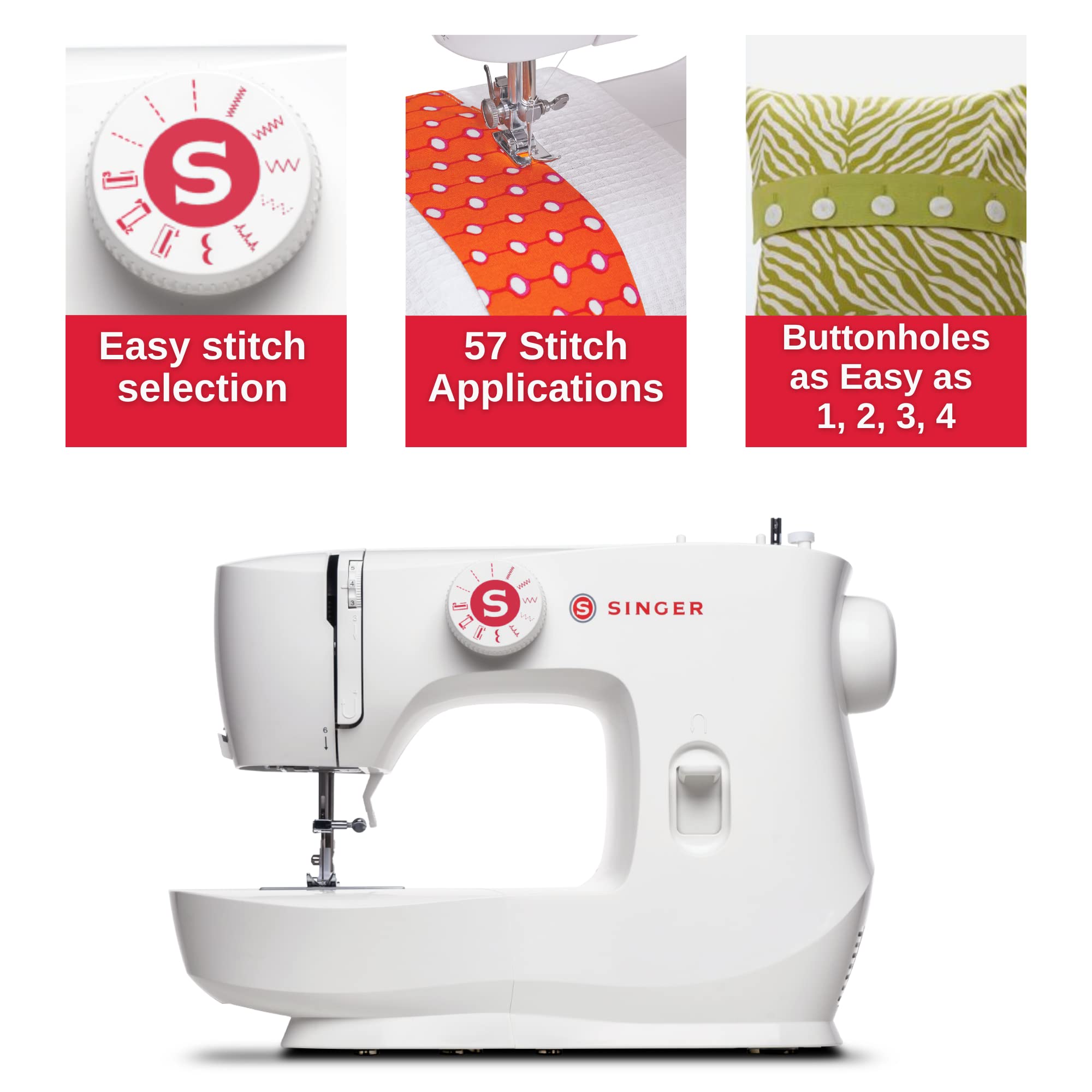 SINGER | MX60 Sewing Machine With Accessory Kit & Foot Pedal - 57 Stitch Applications - Simple & Great for Beginners $90.99