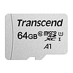 Transcend 64GB MicroSDXC UHS-I Class 10 U1 Memory Card with Adapter (TS64GUSD300S-A) Free Shipping w/ Prime or on orders $35+ | $5.7