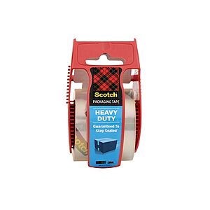Scotch Heavy Duty Shipping Packaging Clear Tape, 1.5" Core, 1.88" x 22.2 Yard, Red Dispenser (142) Free Shipping w/ Prime or on orders $35+| $2.52