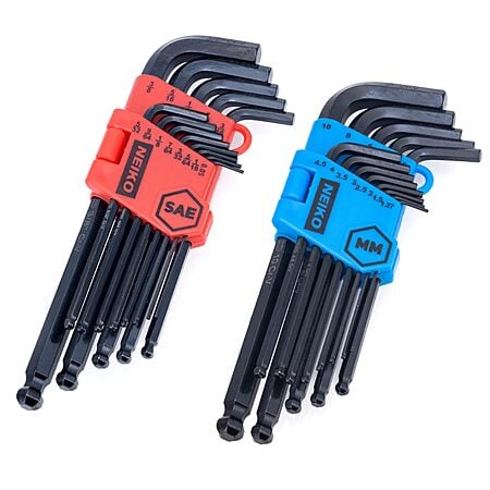 NEIKO 01103A Metric and Standard Allen Wrench Set, 26 Piece Ball End Hex Key Set, Long, 1.27mm to 10mm & 0.05” to 3/8" Free Shipping w/ Prime or on orders $35+ | $12.30 @Amazon