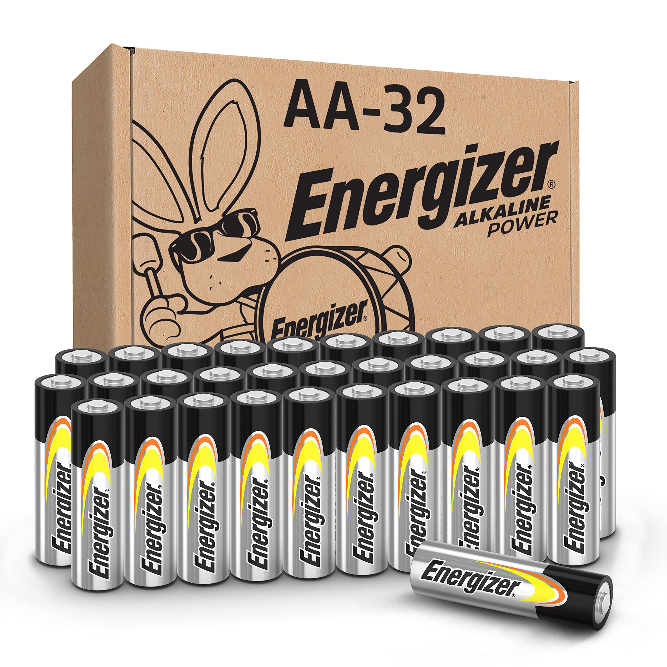 Energizer AA Batteries, Double A Long-Lasting Alkaline Power Batteries, 32 Count (Pack of 1) $14