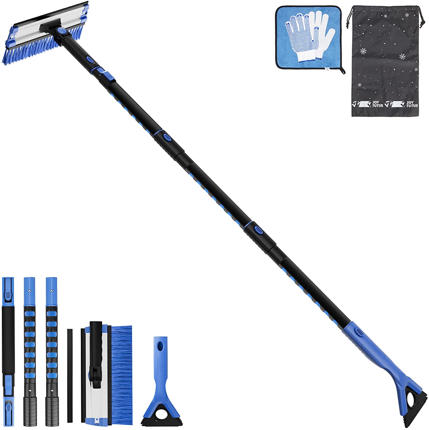 JOYTUTUS 61.3″ Ice Scraper and Long Handle Snow Brush w/ Accessories for $14.99