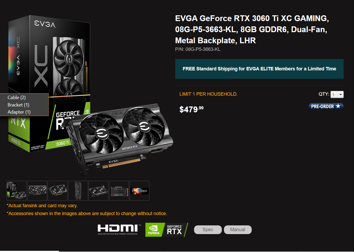 EVGA 3060 Ti Available IN STOCK $479
