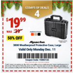 12 Days of Deals 12/11: APACHE 3800 Weatherproof Protective Case, Large $20