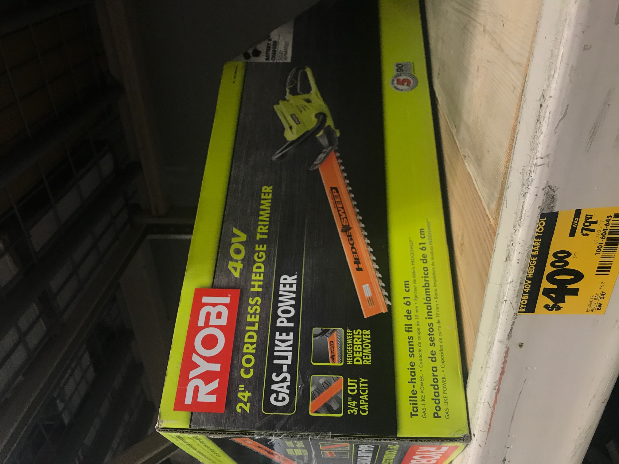 Ryobi 24 in 40 Volt Lithium Ion Cordless Hedge Trimmer $40 & Expand