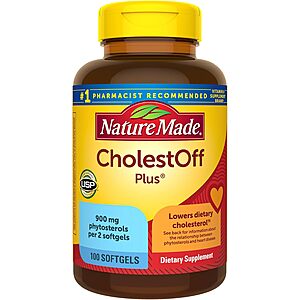 Nature Made CholestOff Plus,Dietary Supplement for Heart Health Support,100 Softgels,25 Day Supply x 2 for $8.97 $8.46