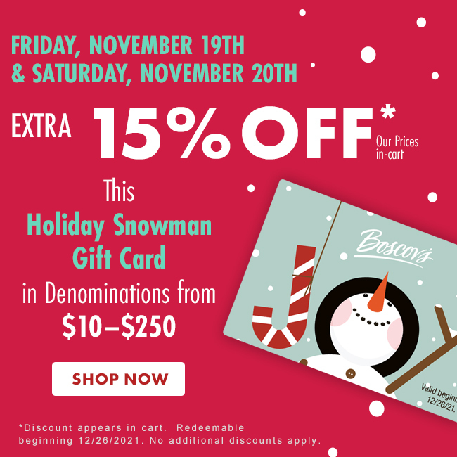 Boscov's: Extra 15% Off Holiday Gift Cards ($10-$250) + Free Shipping