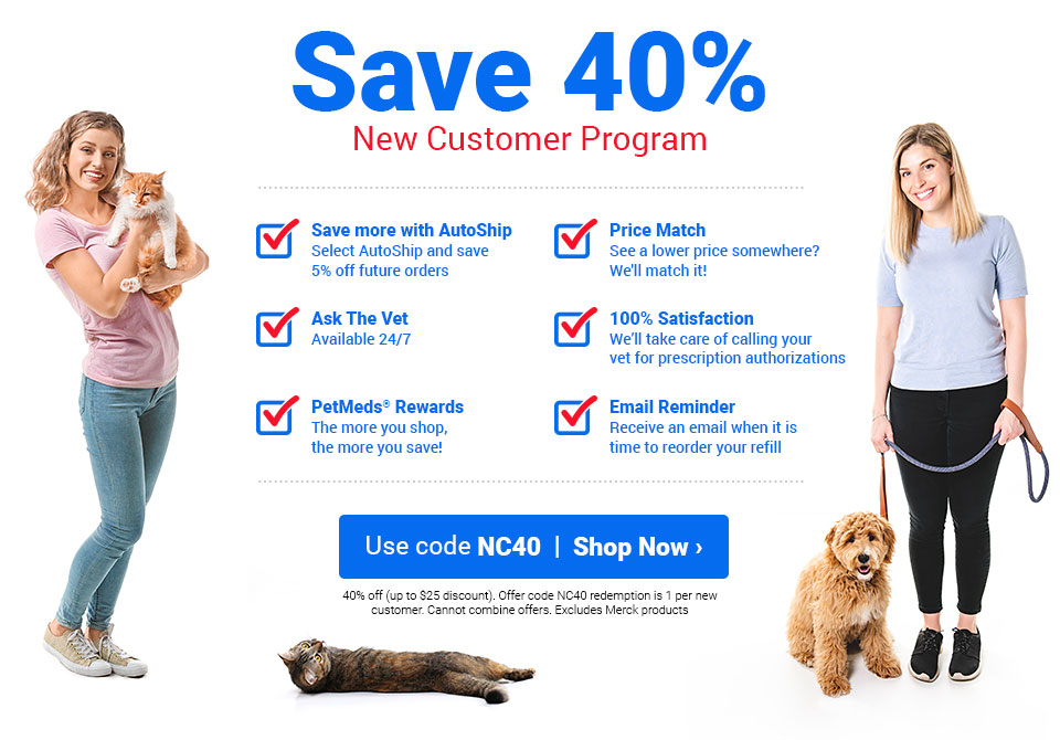 1-800-PetMeds New Customers: 40% Off + Extra 5% with Autoship & Save + Free Shipping on Orders $49+