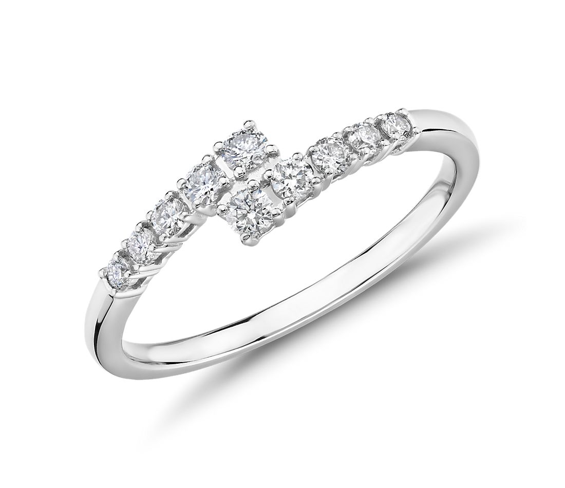 Blue Nile: 50% Off Diamond Linear Wrap Ring in 14k White Gold + Free Shipping $387.5