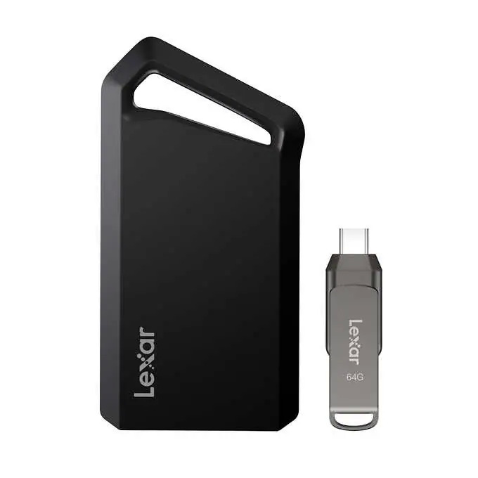 Costco Members 1TB Lexar NVMe Portable SSD + 64GB USBC 2in1 Flash Drive