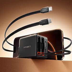 iVANKY 84W Retractable Wall Charger with Dual Cables, 4-in-1 USB C Charger Block $16.99 + Free Shipping