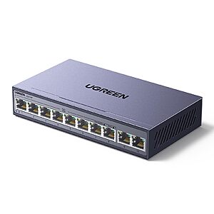 Ugreen 10-Port PoE Switch 1000Mbps 8 PoE+ 60W + 2 Gigabit Uplink